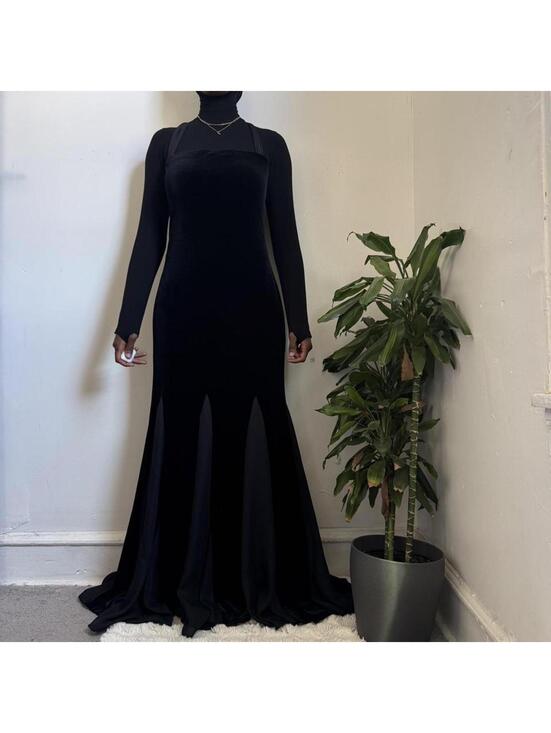 Dresses & Skirts - Vintage Marc Bouwer Black Velvet Godet Mermaid Gown - Size 14
